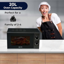 SPJ Microwave Oven 20L, 700W With 6 Power Levels, Defrost Function, 30 Minutes Timer, Easy To Use, Best For Home And Office, Silver Colour