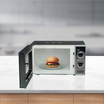 SPJ Microwave Oven 20L, 700W With 6 Power Levels, Defrost Function, 30 Minutes Timer, Easy To Use, Best For Home And Office, Silver Colour
