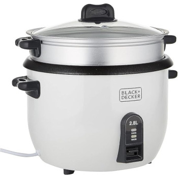 Black+Decker Rice Cooker 1100W, White Colour, 2.8 Litres
