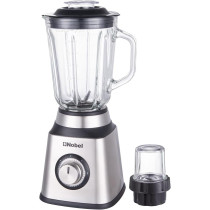 Nobel 2 In 1 Blender 1.5 Litres Jar 400W Motor Power, 2 Speeds With Pulse Function Blender With Glass Jar And Glass Grinder, Led Light NB515CR, Silver And Black Colour