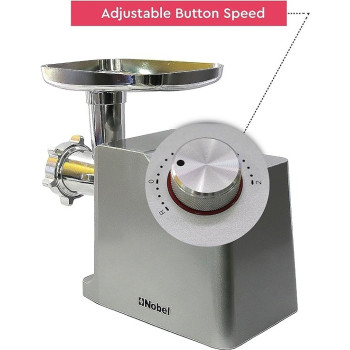 Nobel Meat Grinder With Full Copper Motor And 3 PCS S / Steel Plates, Full Metal Gear Two Speeds Metal Linker / Reverse Function With Accesories, NMG3000, Silver Colour