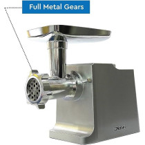 Nobel Meat Grinder With Full Copper Motor And 3 PCS S / Steel Plates, Full Metal Gear Two Speeds Metal Linker / Reverse Function With Accesories, NMG3000, Silver Colour