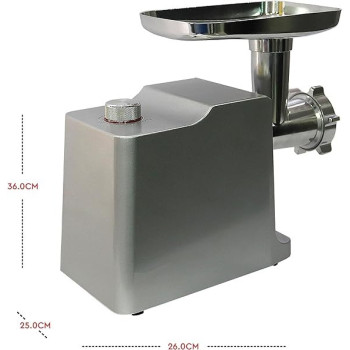 Nobel Meat Grinder With Full Copper Motor And 3 PCS S / Steel Plates, Full Metal Gear Two Speeds Metal Linker / Reverse Function With Accesories, NMG3000, Silver Colour