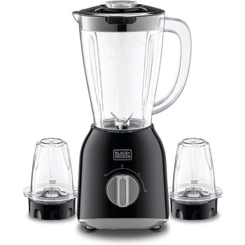 Black+Decker 400W 1.5 Blender With 2 x Grinder Mills, Black Colour, BX365-B5