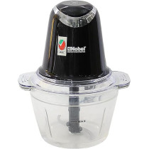 Nobel 1 Litre Chopper Double Sharp Stainless Steel Blades With Covered Protection, Thick Glass Jar With Chrome Button Metal Gear Packing, Black Colour