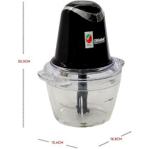 Nobel 1 Litre Chopper Double Sharp Stainless Steel Blades With Covered Protection, Thick Glass Jar With Chrome Button Metal Gear Packing, Black Colour