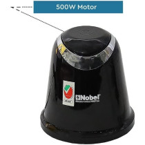 Nobel 1 Litre Chopper Double Sharp Stainless Steel Blades With Covered Protection, Thick Glass Jar With Chrome Button Metal Gear Packing, Black Colour