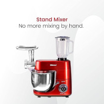 Nobel Stand Mixer With Bowl, Red, 1500 Watt Full Metal Gear Non - Slip Feet Full Copper Motor 7.0 Liter Stainless Steel Bowl With Lid 6 Speed, NBM100