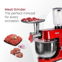 Nobel Stand Mixer With Bowl, Red, 1500 Watt Full Metal Gear Non - Slip Feet Full Copper Motor 7.0 Liter Stainless Steel Bowl With Lid 6 Speed, NBM100