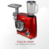 Nobel Stand Mixer With Bowl, Red, 1500 Watt Full Metal Gear Non - Slip Feet Full Copper Motor 7.0 Liter Stainless Steel Bowl With Lid 6 Speed, NBM100