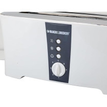 Black+Decker 1350W 4 Slice Cool Touch Toaster With Electronic Browning, White Colour