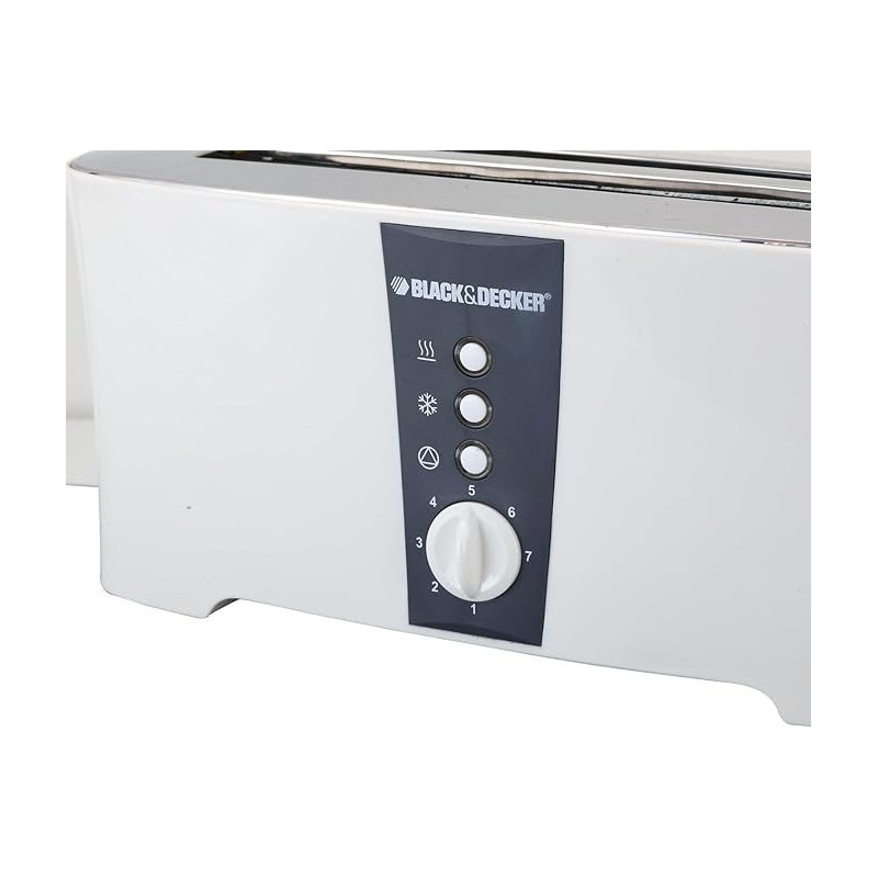 Black+Decker 1350W 4 Slice Cool Touch Toaster With Electronic Browning, White Colour