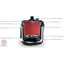 Black+Decker 1000W 6L Electric Pressure Cooker 7 In 1, With 12 Smart Programs 9 Safety Features Dishwasher Safe With Accessories, PCP1000-B5, Black And Silver Colour