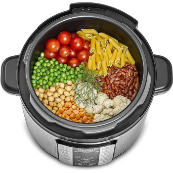 Black+Decker 1000W 6L Electric Pressure Cooker 7 In 1, With 12 Smart Programs 9 Safety Features Dishwasher Safe With Accessories, PCP1000-B5, Black And Silver Colour