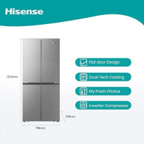Hisense RQ561N4AC1 561 Four Door Refrigerator, No Frost Technology, Silver Colour