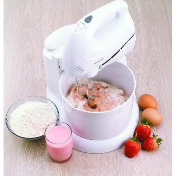Kenwood Stand Mixer Hand Mixer 250W With 2.7L Rotary Bowl, Twin Stainless Steel Kneader And Beater For Mixing, Whipping, Kneading HM430, White Colour