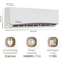 Super General 1.5 Ton Split Air Conditioner, Auto Restart, Gold Fin, 4-Way Swing, White Colour