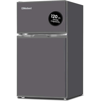Nobel 120 L Gross / 95 L Gross, Net 85 L Double Door Refrigerator, R600A Refrigerant, Temperature Control, Inside Light, Dark Silver Colour