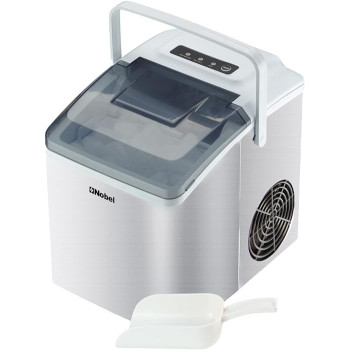 Nobel Ice Cube Maker 10-12KGS / 24 Hrs Ice Making Capacity With 9PCS Ice In 8 Minutes Per Cycle 1.3 L Water Container Capacity With Led Indicator 150 W NIM13S, Silver Colour
