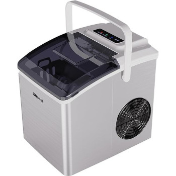 Nobel Ice Cube Maker 10-12KGS / 24 Hrs Ice Making Capacity With 9PCS Ice In 8 Minutes Per Cycle 1.3 L Water Container Capacity With Led Indicator 150 W NIM13S, Silver Colour
