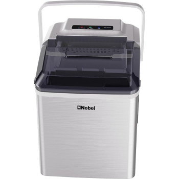 Nobel Ice Cube Maker 10-12KGS / 24 Hrs Ice Making Capacity With 9PCS Ice In 8 Minutes Per Cycle 1.3 L Water Container Capacity With Led Indicator 150 W NIM13S, Silver Colour