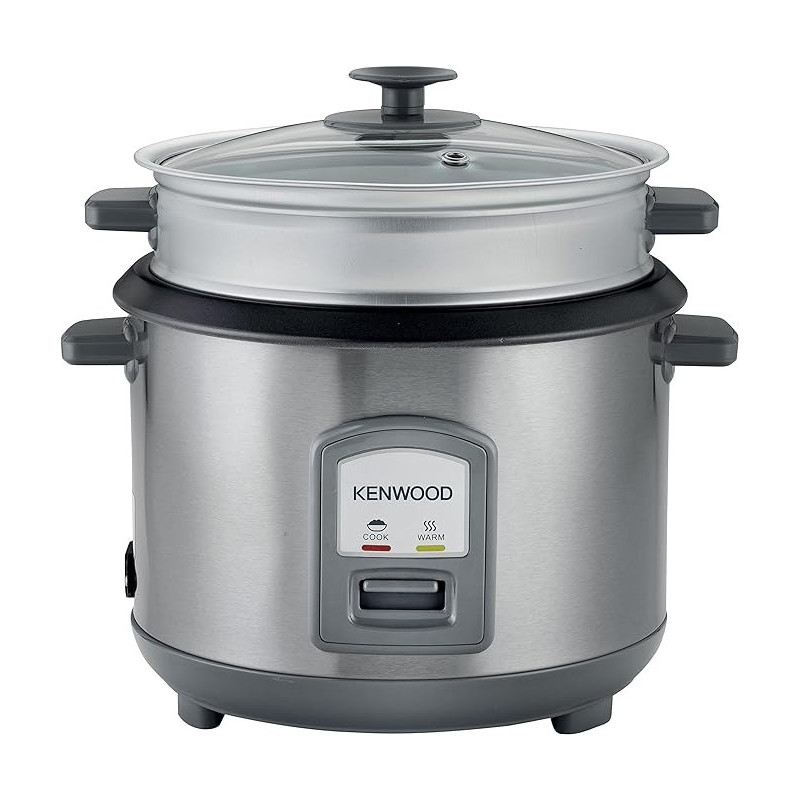 Kenwood 2-In-1 Rice Cooker 1.8L 10-Cups Rice With Food Steamer Basket, Non-Stick Cooking Pot, Spatula Holder, Silver Colour