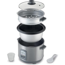 Kenwood 2-In-1 Rice Cooker 1.8L 10-Cups Rice With Food Steamer Basket, Non-Stick Cooking Pot, Spatula Holder, Silver Colour