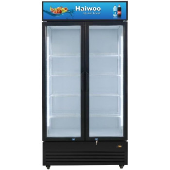 Haiwoo Showcase Chiller Two Door Double Layer Glass 1100L, Cooling Capacity 879L, Model- HWCh-1100H, Colour Black With 1 Year Full & 5 Year Compressor Warranty