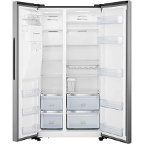 Hisense RS696N4IBGU - Two Door Side By Side 696L Fridge, Multi Air Flow, Ice And Water Dispenser, Inverter, Silver Colour