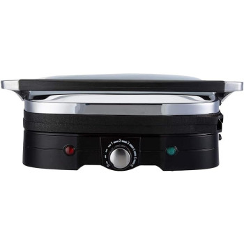 Kenwood Grill 1500W Contact Health Grill Panini Press With Variable Temperature, Sandwich, Pizza, Vegetables HG367 Gloss, Silver Colour