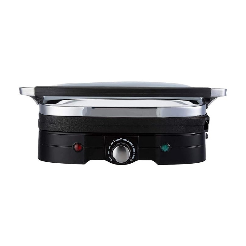 Kenwood Grill 1500W Contact Health Grill Panini Press With Variable Temperature, Sandwich, Pizza, Vegetables HG367 Gloss, Silver Colour