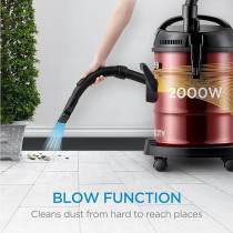 Midea Drum Vacuum Cleaner 2000 Watts, 21 Liters Ultra Large Tank Dust Capacity With Adjustable Tube, Removable And Washable Filter, Rug-Floor Nozzle, Best For Home And Office, MDVC21