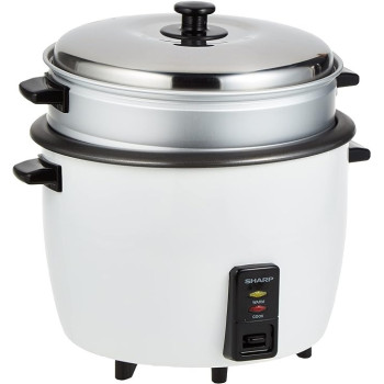 Sharp 900W 2.8L 15 Cups 2-In-1 Non-Stick Rice Cooker And Food Steamer With Keep Warm Function, White Colour