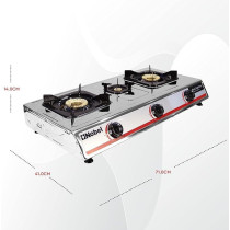 Nobel 3 Gas Burner / 3 Brass Burners Gas Stove Stainless Steel Enamel Porcelain Trivet Auto Ignition Tripple Burner