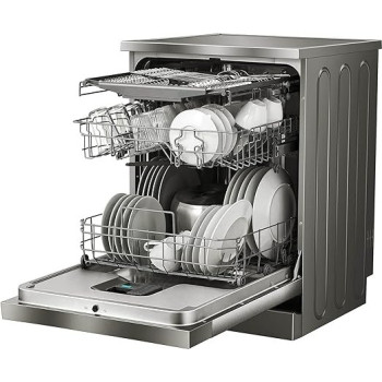 Hisense 15 Place Settings Freestanding Dishwasher 8 Programs, Titanium, Grey Colour, Model - HS623E90G