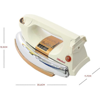 Nobel Dry Iron 2.3 KG Weight Cord Length 1.5MTR, Cord Type - Cloth Sleeve Heavy Weight Dry Iron For Heavy Duty 1200W With Ergonomic Handle Design, Non Stick Plate NDI707