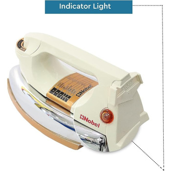 Nobel Dry Iron 2.3 KG Weight Cord Length 1.5MTR, Cord Type - Cloth Sleeve Heavy Weight Dry Iron For Heavy Duty 1200W With Ergonomic Handle Design, Non Stick Plate NDI707