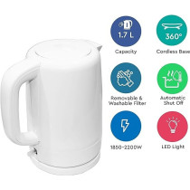 Nobel Kettles 1.7 Litre, Single Sided Water Window With 360 Degree Strix Control, Boiling Dry Protection Auto Shutoff NK17PW, White Colour
