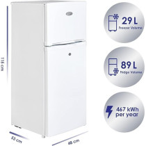 Super General 175 Liters Gross Compact Double Door Refrigerator-Freezer, Reversible Door, Tropical Compressor