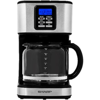 Sharp 950W 15 Cup 12 Hours Programmable Coffee Maker With 1.8L Glass Carafe And Keep Warm, Black And Silver Colour, Hm Dx41 S3