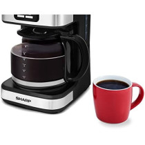 Sharp 950W 15 Cup 12 Hours Programmable Coffee Maker With 1.8L Glass Carafe And Keep Warm, Black And Silver Colour, Hm Dx41 S3