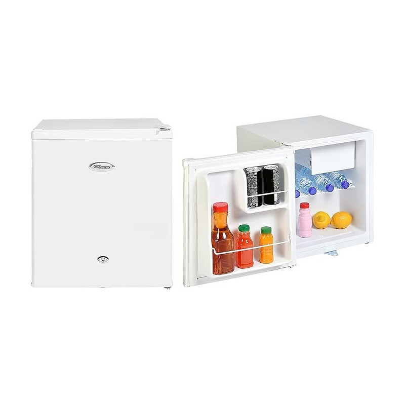 Super General 60 Liter Gross Volume Compact Mini-Refrigerator SGR - 035 - H, White Beverage - Fridge With Child Lock, Shelf, Freezer - Box, Reversible Door