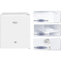 Super General 60 Liter Gross Volume Compact Mini-Refrigerator SGR - 035 - H, White Beverage - Fridge With Child Lock, Shelf, Freezer - Box, Reversible Door