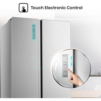 Hisense 670 Liter Refrigerator Side By Side A Plus Energy Efficiency Silver Model RS670N4ASU, Silver Colour