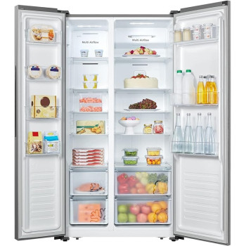 Hisense 670 Liter Refrigerator Side By Side A Plus Energy Efficiency Silver Model RS670N4ASU, Silver Colour