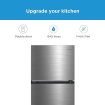 Midea 645L Gross Top Mount Double Door Refrigerator MDRT645MTE46, 2 Doors Frost Free Fridge Freezer With Smart Sensor And Humidity Control, Active-C Fresh, Multi-Air Flow, Silver Colour
