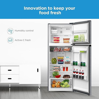 Midea 645L Gross Top Mount Double Door Refrigerator MDRT645MTE46, 2 Doors Frost Free Fridge Freezer With Smart Sensor And Humidity Control, Active-C Fresh, Multi-Air Flow, Silver Colour
