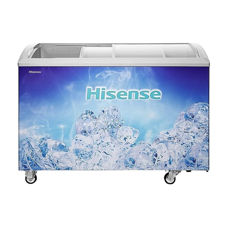 Hisense Sliding Door Freezer White Colour 395 Litres Curved Glass, ICC394N4AWU