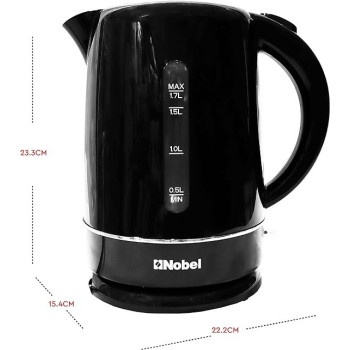 Nobel 1.7 Litre Plastic Body Kettle Single Sided Water Window With 360 Degree Strix Control, Boiling Dry Protection Auto Shutoff