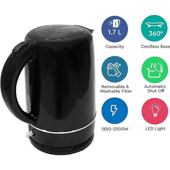 Nobel 1.7 Litre Plastic Body Kettle Single Sided Water Window With 360 Degree Strix Control, Boiling Dry Protection Auto Shutoff
